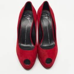 Pre Owned Giuseppe Zanotti Dark Red Suede Sharon Platform Pumps Size 38