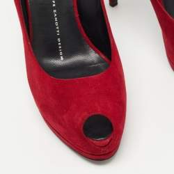 Pre Owned Giuseppe Zanotti Dark Red Suede Sharon Platform Pumps Size 38