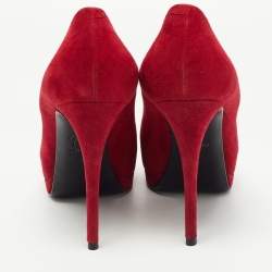 Pre Owned Giuseppe Zanotti Dark Red Suede Sharon Platform Pumps Size 38