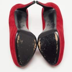 Pre Owned Giuseppe Zanotti Dark Red Suede Sharon Platform Pumps Size 38