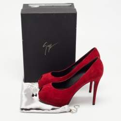 Pre Owned Giuseppe Zanotti Dark Red Suede Sharon Platform Pumps Size 38