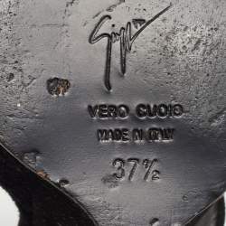 Pre Owned Giuseppe Zanotti Black Suede Ankle Wrap Wedge Sandals Size 37.5