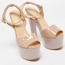 مملوكة مسبقًا Giuseppe Zanotti Beige Patent Leather Lavinia Platform Sandals Size 41