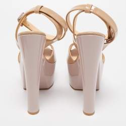 مملوكة مسبقًا Giuseppe Zanotti Beige Patent Leather Lavinia Platform Sandals Size 41