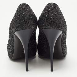 Giuseppe Zanotti Black/Silver Coarse Glitter Cap Toe Pumps Size 39