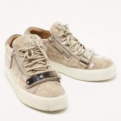 Giuseppe Zanotti Beige Velvet Sneakers Size 37