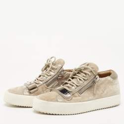 Giuseppe Zanotti Beige Velvet Sneakers Size 37
