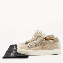 Giuseppe Zanotti Beige Velvet Sneakers Size 37