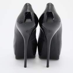 Pre Owned Giuseppe Zanotti Black Leather Peep Toe Platform Pumps Size 38