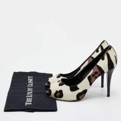 Giuseppe Zanotti Tri Color Leopard Print Calf Hair Peep Toe Pumps Size 40
