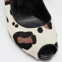 Giuseppe Zanotti Tri Color Leopard Print Calf Hair Peep Toe Pumps Size 40