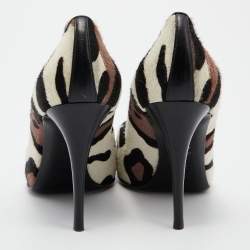 Giuseppe Zanotti Tri Color Leopard Print Calf Hair Peep Toe Pumps Size 40