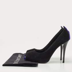 Giuseppe Zanotti Black Suede Crystal Embellished Peep Toe Pumps Size 37