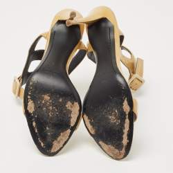 مملوكة مسبقًا صندل جوسيبي زانوتي جلد أصفر لامع حزام كاحل مقاس 40