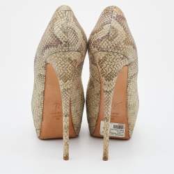 Pre Owned Giuseppe Zanotti Green Python Embossed Leather Sharon Peep Toe Platform Pumps Size 38