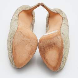 Pre Owned Giuseppe Zanotti Green Python Embossed Leather Sharon Peep Toe Platform Pumps Size 38