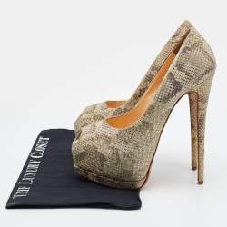 Pre Owned Giuseppe Zanotti Green Python Embossed Leather Sharon Peep Toe Platform Pumps Size 38