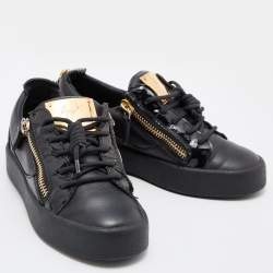 Pre Owned Giuseppe Zanotti Black Leather Gail Low Top Sneakers Size 36