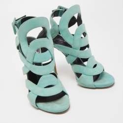 Giuseppe Zanotti Blue Suede Ankle Strap Sandals Size 35