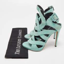 Giuseppe Zanotti Blue Suede Ankle Strap Sandals Size 35