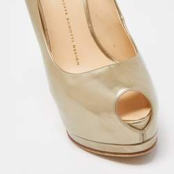 مملوكة مسبقًا Giuseppe Zanotti Gold Leather Sharon Platform Peep Toe Pumps Size 38.5
