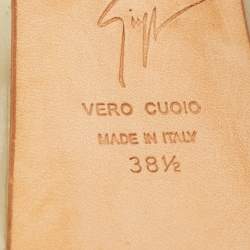 مملوكة مسبقًا Giuseppe Zanotti Gold Leather Sharon Platform Peep Toe Pumps Size 38.5