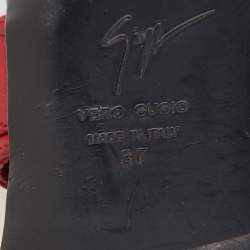 مملوكة مسبقًا Giuseppe Zanotti Red Leather Toe Ring Buckle Slingback Flat Sandals Size 37