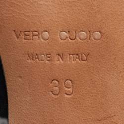 Pre Owned Giuseppe Zanotti Black/Silver Leather Mirror Embellished Platform Pumps Size 39