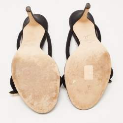 Pre Owned Giuseppe Zanotti Black Satin Crystal Embellished Snake Motif Aleesha  Slide Sandals Size 40