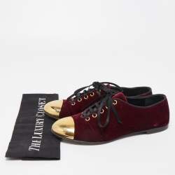 Giuseppe Zanotti Burgundy Velvet Lace Up Loafers Size 37