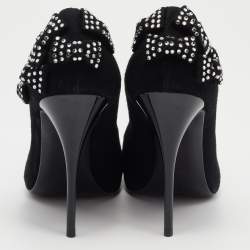 مملوكة مسبقًا حذاء كعب عالي جوسيبي زانوتي سويدي مزخرف فيونكة كريستال أسود مقاس 40