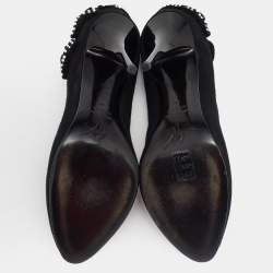 مملوكة مسبقًا حذاء كعب عالي جوسيبي زانوتي سويدي مزخرف فيونكة كريستال أسود مقاس 40