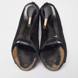 Giuseppe Zanotti Black Suede Cut Out Peep Toe Booties Size 38