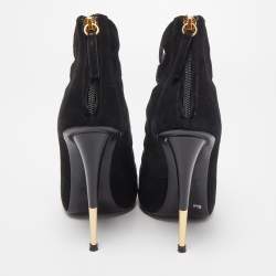 Giuseppe Zanotti Black Suede Cut Out Peep Toe Booties Size 38