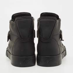 مملوكة مسبقًا Giuseppe Zanotti Black Leather Shark High Top Sneakers Size 45