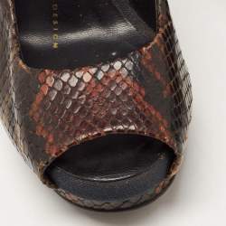 Giuseppe Zanotti Brown Python Embossed Leather Peep Toe Pumps Size 35
