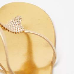 مملوكة مسبقًا Giuseppe Zanotti Gold Leather Josie Thong Flat Sandals Size 38