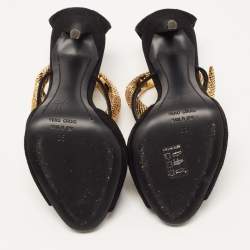 Pre Owned Giuseppe Zanotti Black Suede Nirvana Ankle Strap Sandals Size 35