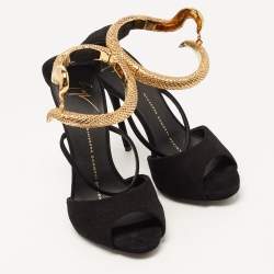 Pre Owned Giuseppe Zanotti Black Suede Nirvana Ankle Strap Sandals Size 35