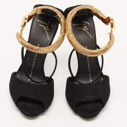 Pre Owned Giuseppe Zanotti Black Suede Nirvana Ankle Strap Sandals Size 35