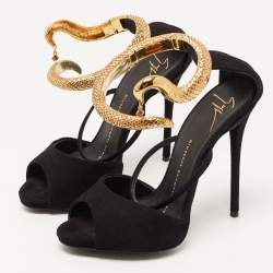 Pre Owned Giuseppe Zanotti Black Suede Nirvana Ankle Strap Sandals Size 35