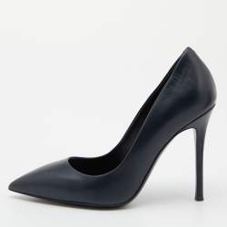 Pre Owned Giuseppe Zanotti Blue Leather Pointed Toe Pumps Size 37