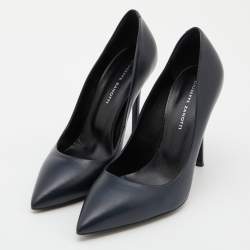 Pre Owned Giuseppe Zanotti Blue Leather Pointed Toe Pumps Size 37