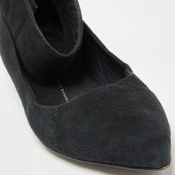 Giuseppe Zanotti Black Suede Ankle Strap Ballet Flats Size 37