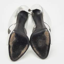 Pre Owned Giuseppe Zanotti Metallic Silver Leather Andrea Mules Size 39