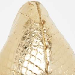 Pre Owned Giuseppe Zanotti Gold Python Embossed Pointed Toe Pumps Size 37.5