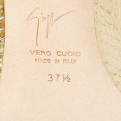 Pre Owned Giuseppe Zanotti Gold Python Embossed Pointed Toe Pumps Size 37.5