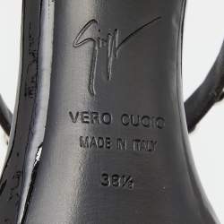 Pre Owned Giuseppe Zanotti Black Leather Embellished Ankle Strap Sandals Size 38.5