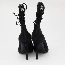 Giuseppe Zanotti Black Suede Cut Out Strappy High Peep Toe Sandals Size 38.5 