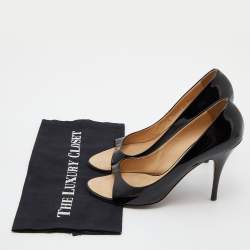 Giuseppe Zanotti Black Patent Leather Open Toe Pumps Size 40